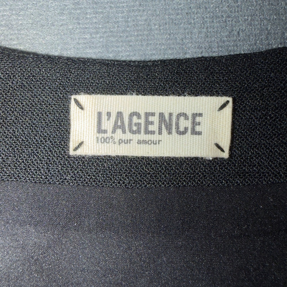 L'AGENCE Black Zip Front Sheath Dress Cap Sleeve Silk Blend Lining 8 6845GPO - Picture 2 of 10